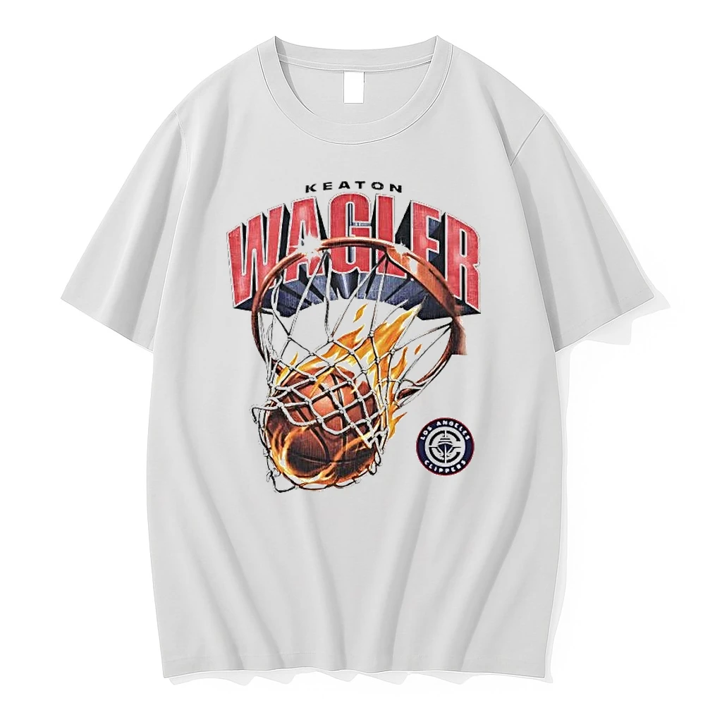 Keaton Wagler Basketball Flaming Hoop Los Angeles Clippers Shirts