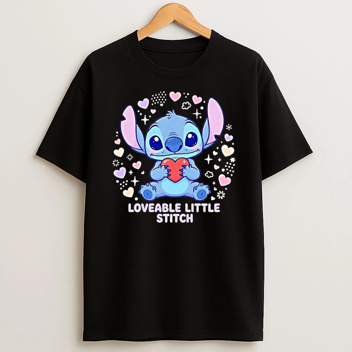 Loveable Little Stitch Holding Heart Cartoon Shirts