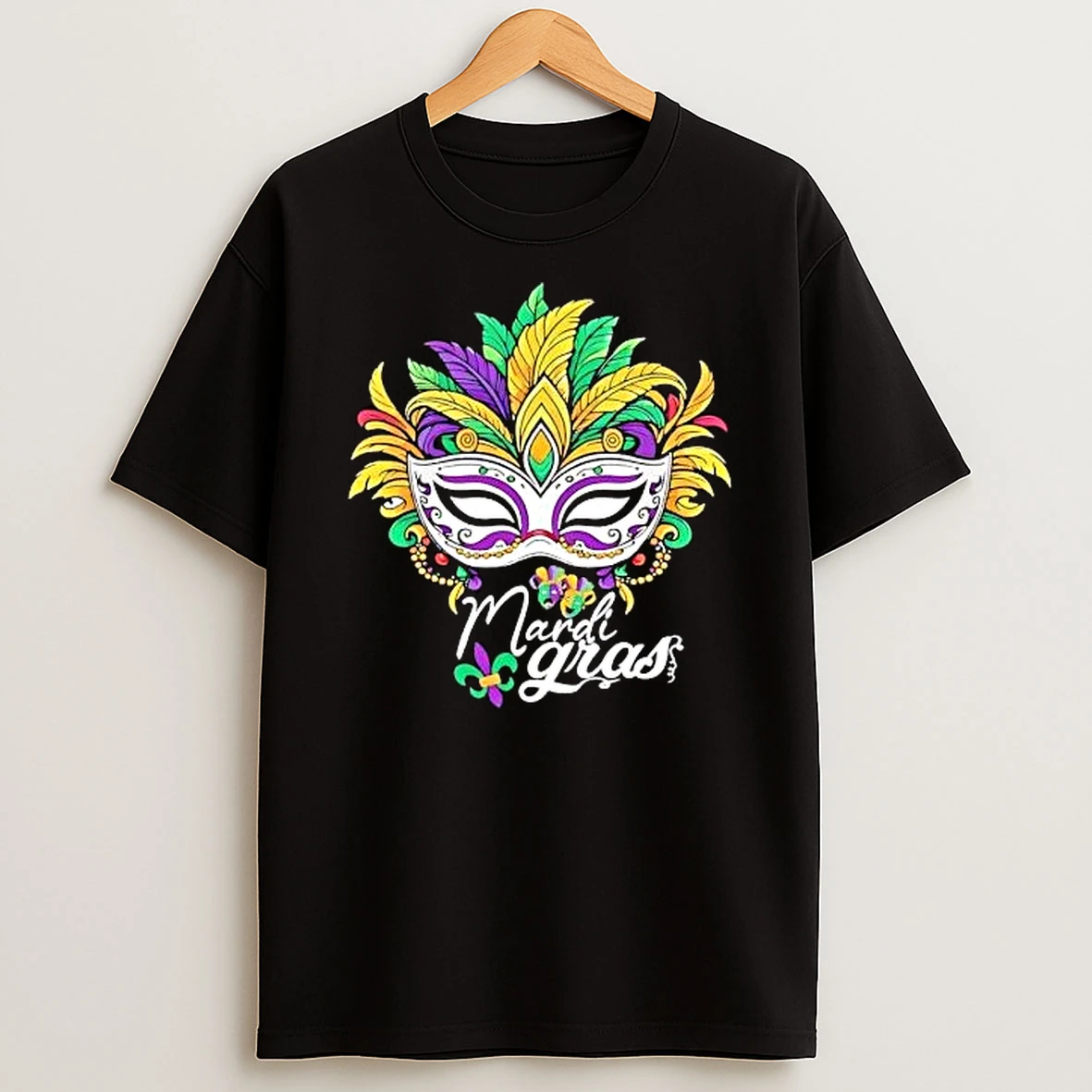 Mardi Gras Feathered Mask Celebration Shirts