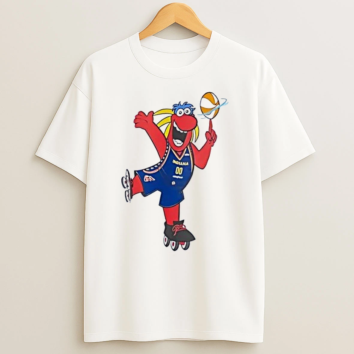 Mascot Roller Skating Spinning Basketball On Finger 00 White Shirts