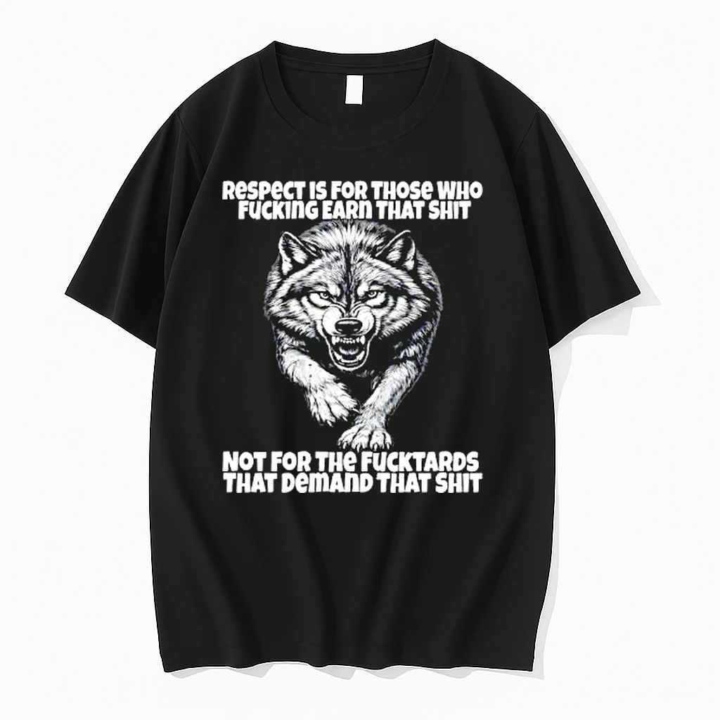 Officials Angry Wolf Graphic Apparel Respect Is For Those Who Earn Not Demand Premium T Shirt Sweatshirt Hoodie