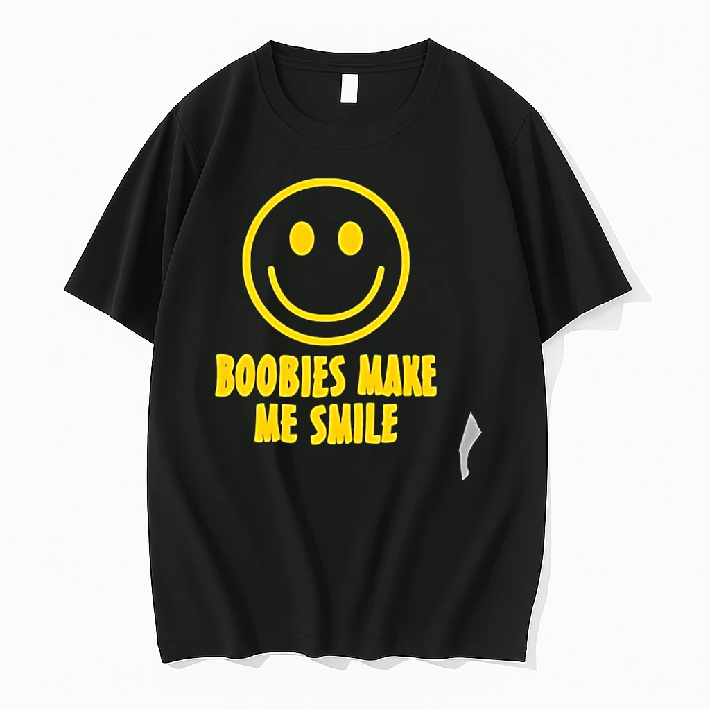 Officials Boobies Make Me Smile Smiley Face Text Yellow Premium T Shirt Sweatshirt Hoodie