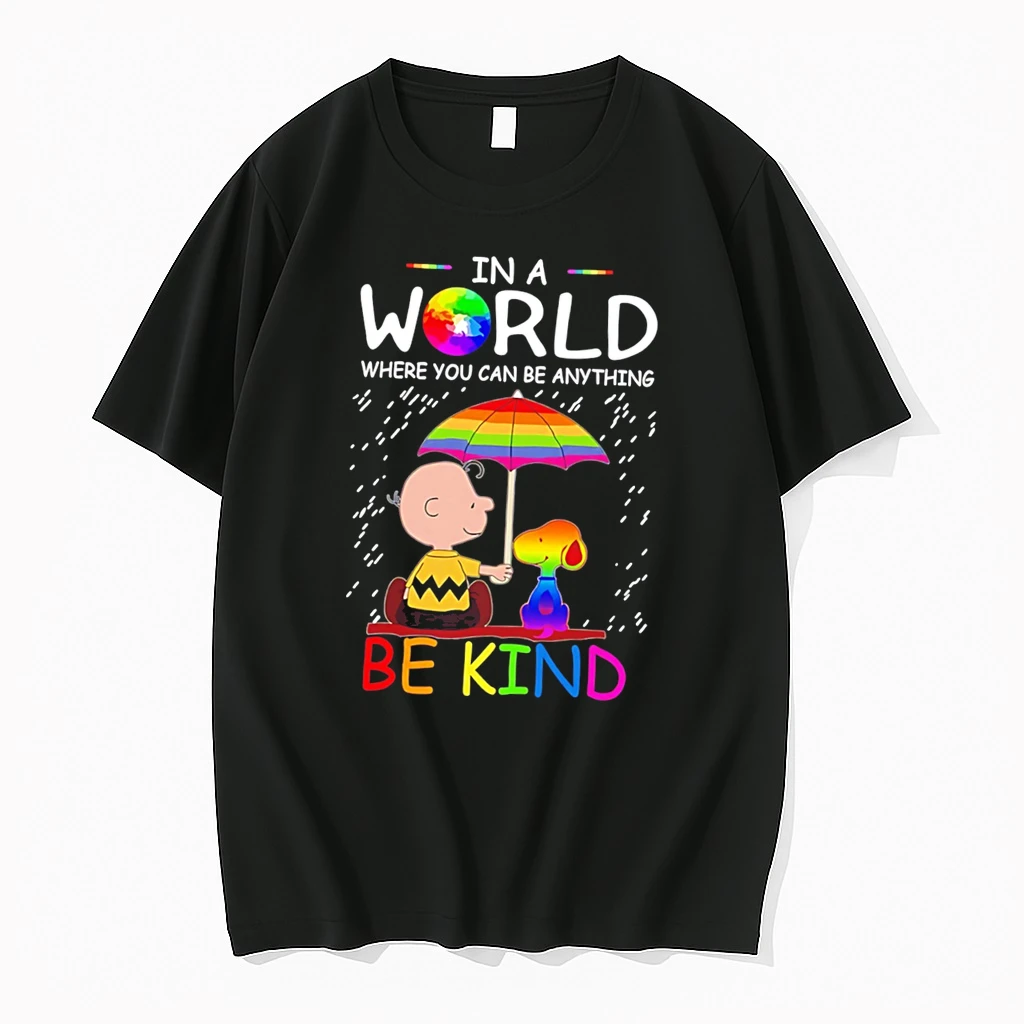 Officials Charlie Brown And Snoopy In A World Where You Can Be Anything Be Kind Tee Premium T Shirt Sweatshirt Hoodie