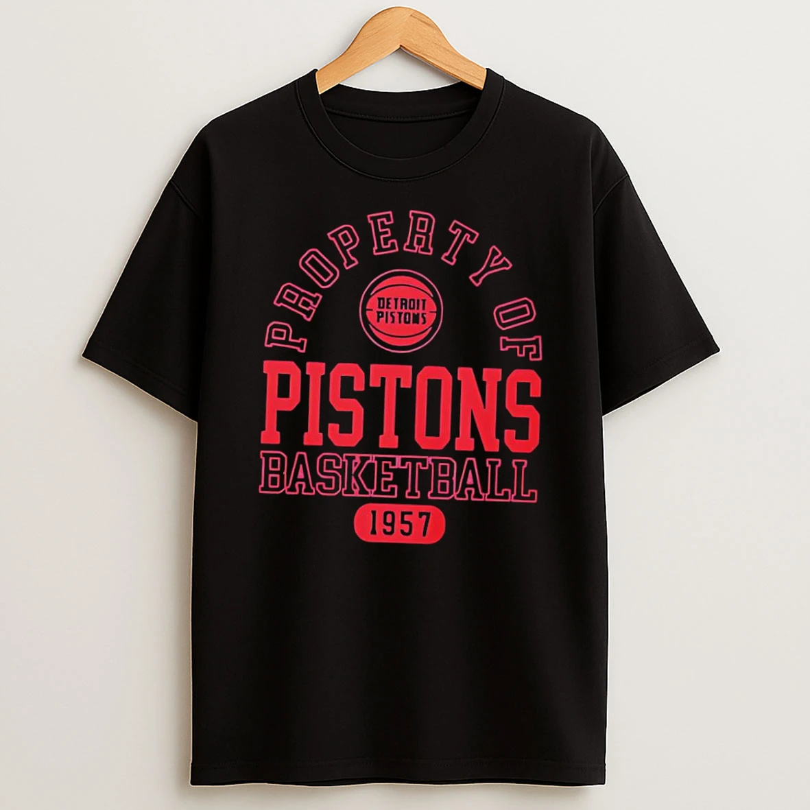 Officials Detroit Pistons Merch Shop Detroit Pistons Property Of Pistons Basketball 1957 Black Premium T Shirt Sweatshirt Hoodie