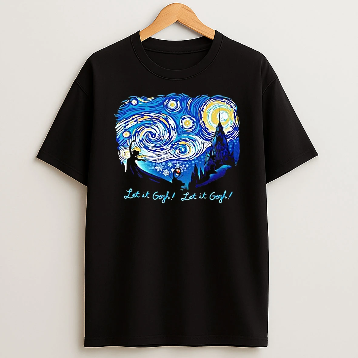 Officials Elsa Olaf Frozen Starry Night Vincent Van Gogh Let It Gogh Let It Gogh Premium T Shirt Sweatshirt Hoodie