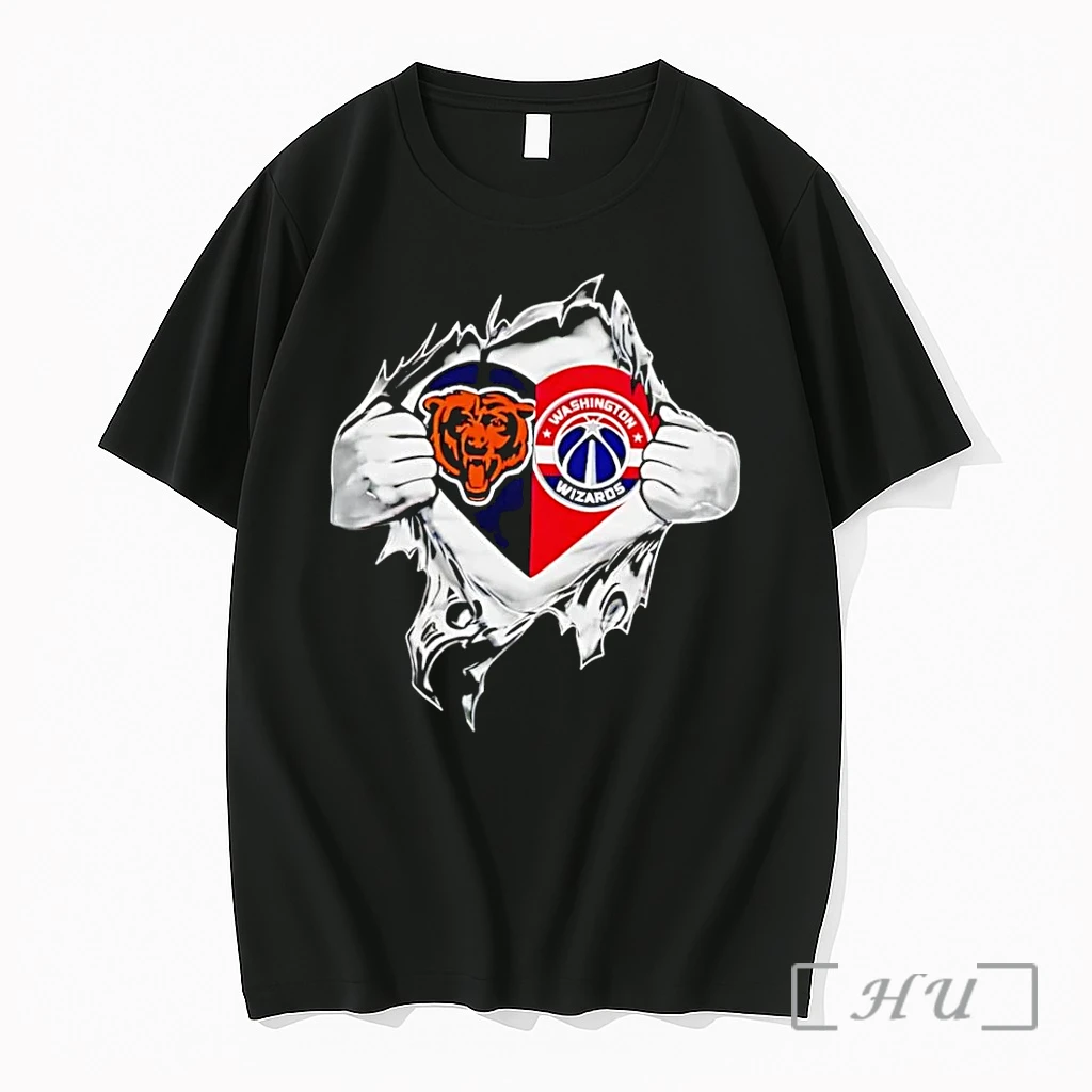 Officials Heart Hands Ripping Open Chicago Bears Washington Wizards Black Premium Shirt Sweatshirt Tee