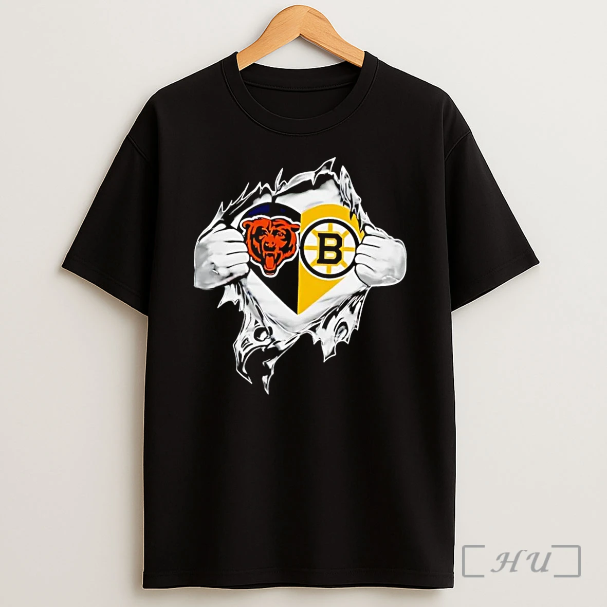 Officials Heart Logo Chicago Bears Boston Bruins Apparel Black Premium Shirt Sweatshirt Tee