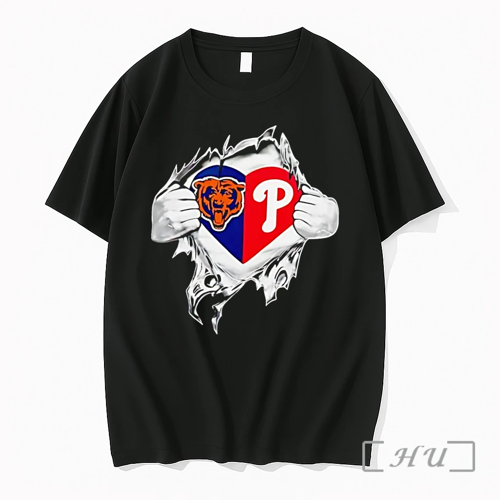 Officials Heart Of A Champion Chicago Bears Philadelphia Phillies Black Premium Shirt Sweatshirt Tee