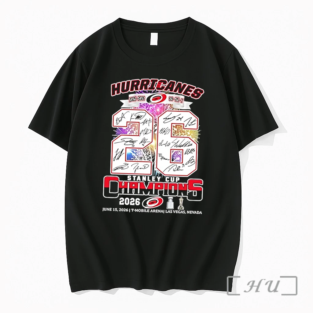Officials Hurricanes Signed 2025 2026 Stanley Cup Champions 69 25 7 Black Premium Shirt Sweatshirt Tee