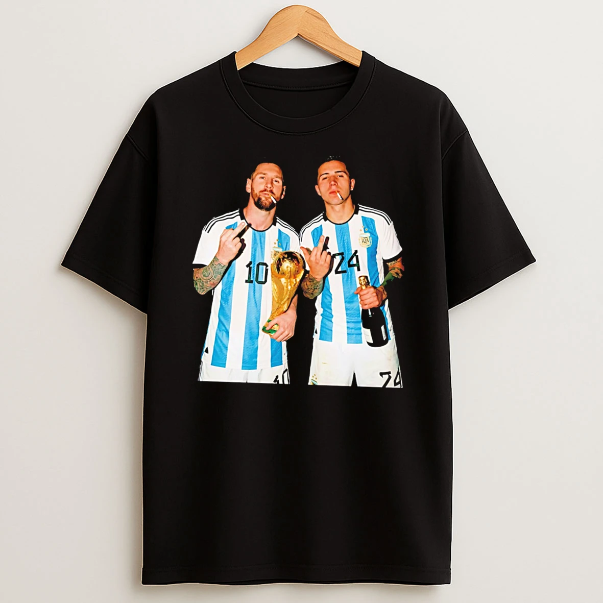 Officials Lionel Messi And Enzo Fernandez Argentina National Team Middle Finger Tee Premium T Shirt Sweatshirt Hoodie