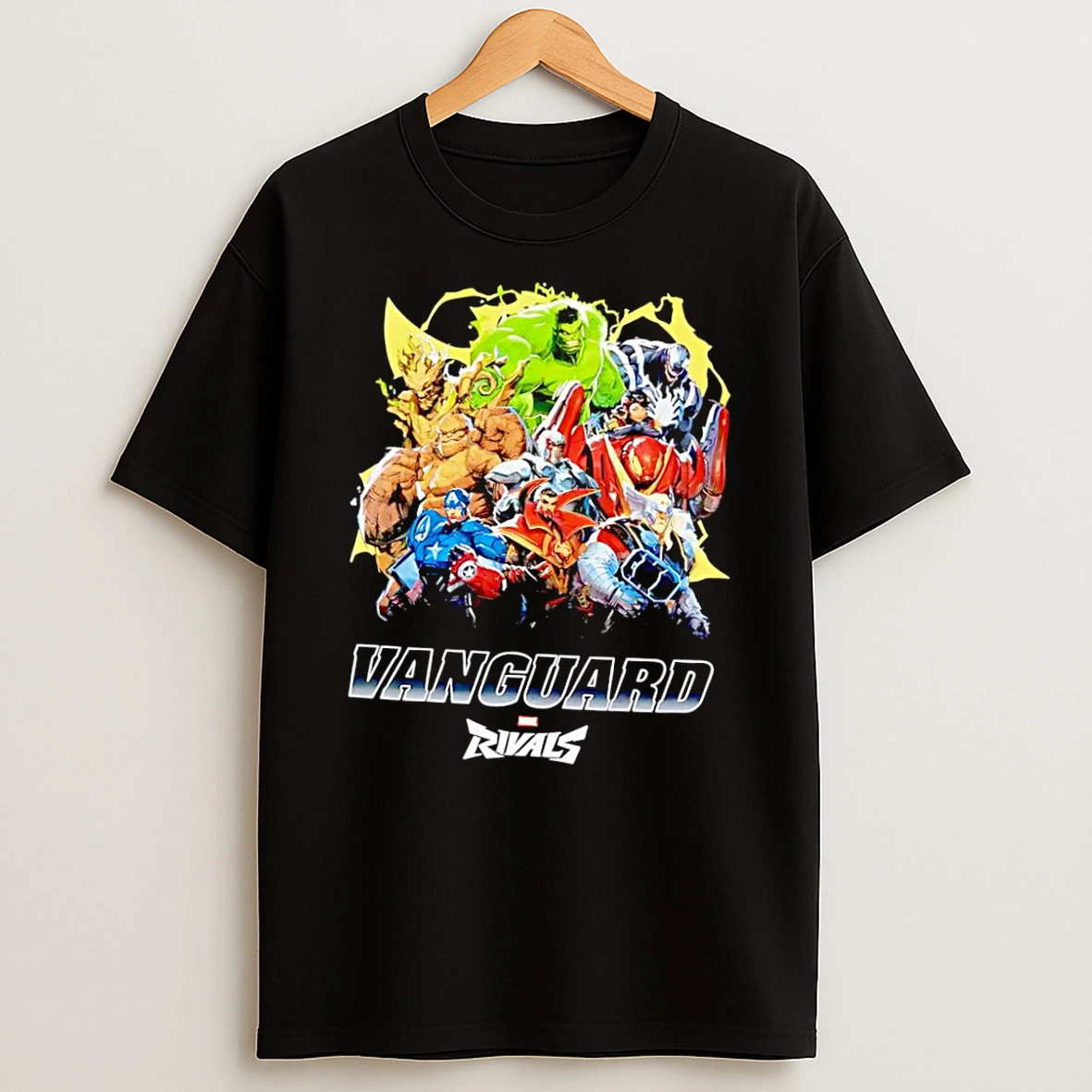 Officials Marvel Rivals Assemble Vanguard Characters Black Premium T Shirt Sweatshirt Hoodie