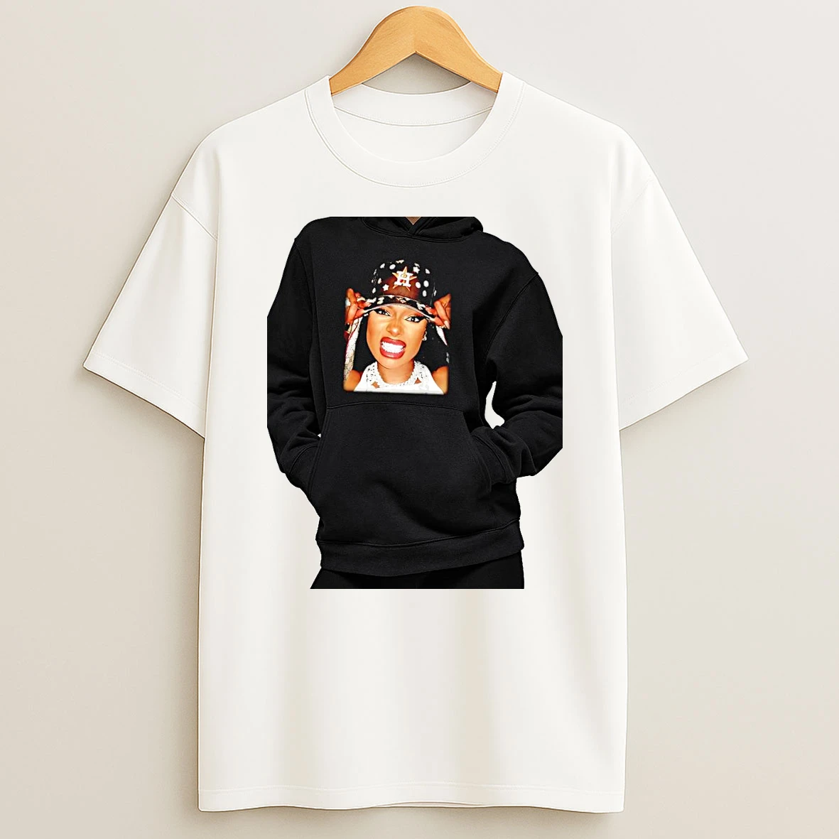 Officials Megan Thee Stallion Houston Astros Baseball Cap Rhinestone Embellished Premium T Shirt Sweatshirt Hoodie