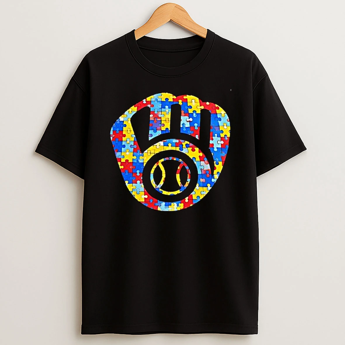 Officials Milwaukee Brewers Puzzle Pattern Logo Mens Premium T Shirt Sweatshirt Hoodie