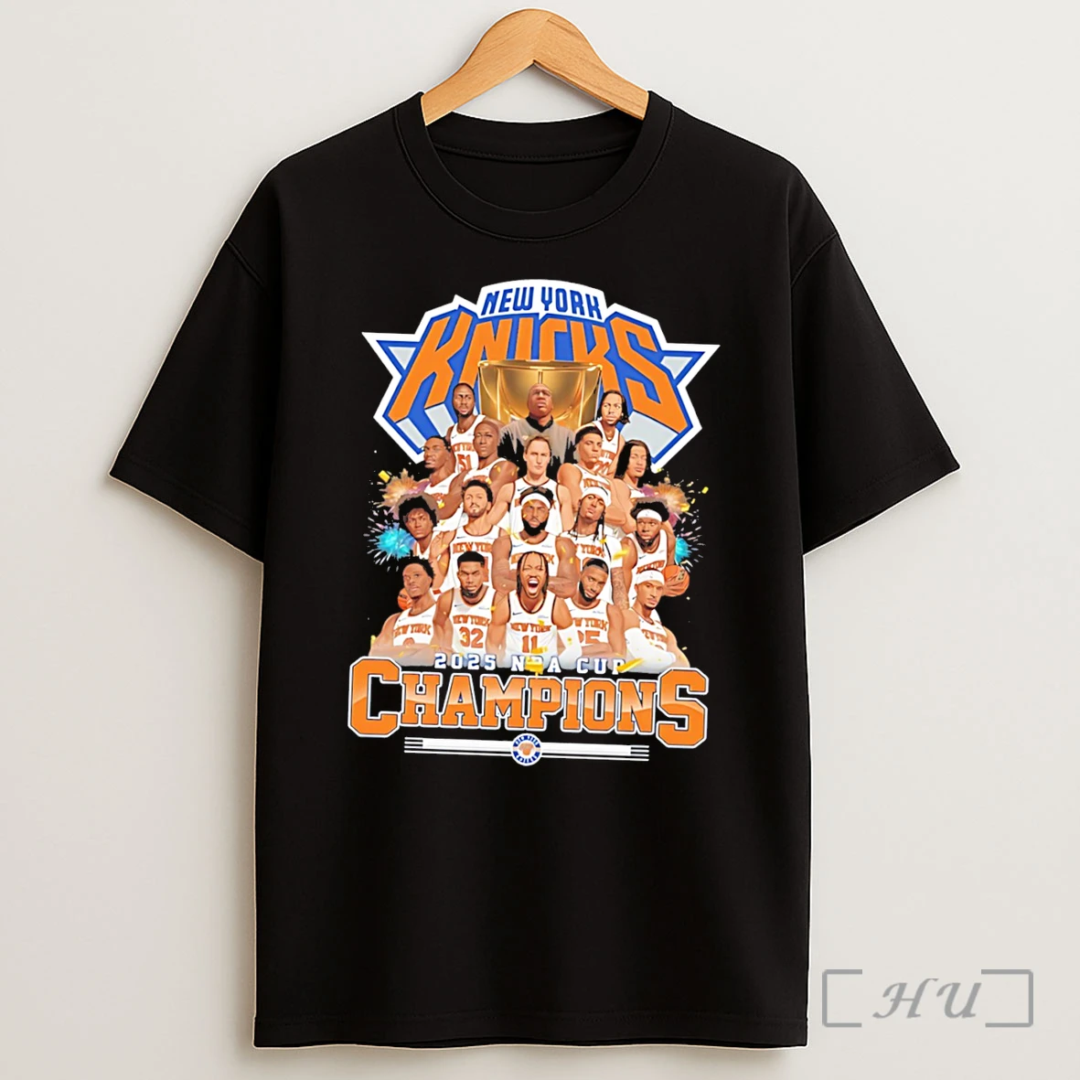 Officials New York Knicks 2025 Nba Cup Champions Team Collage Graphic Tee Premium Shirt Sweatshirt Tee