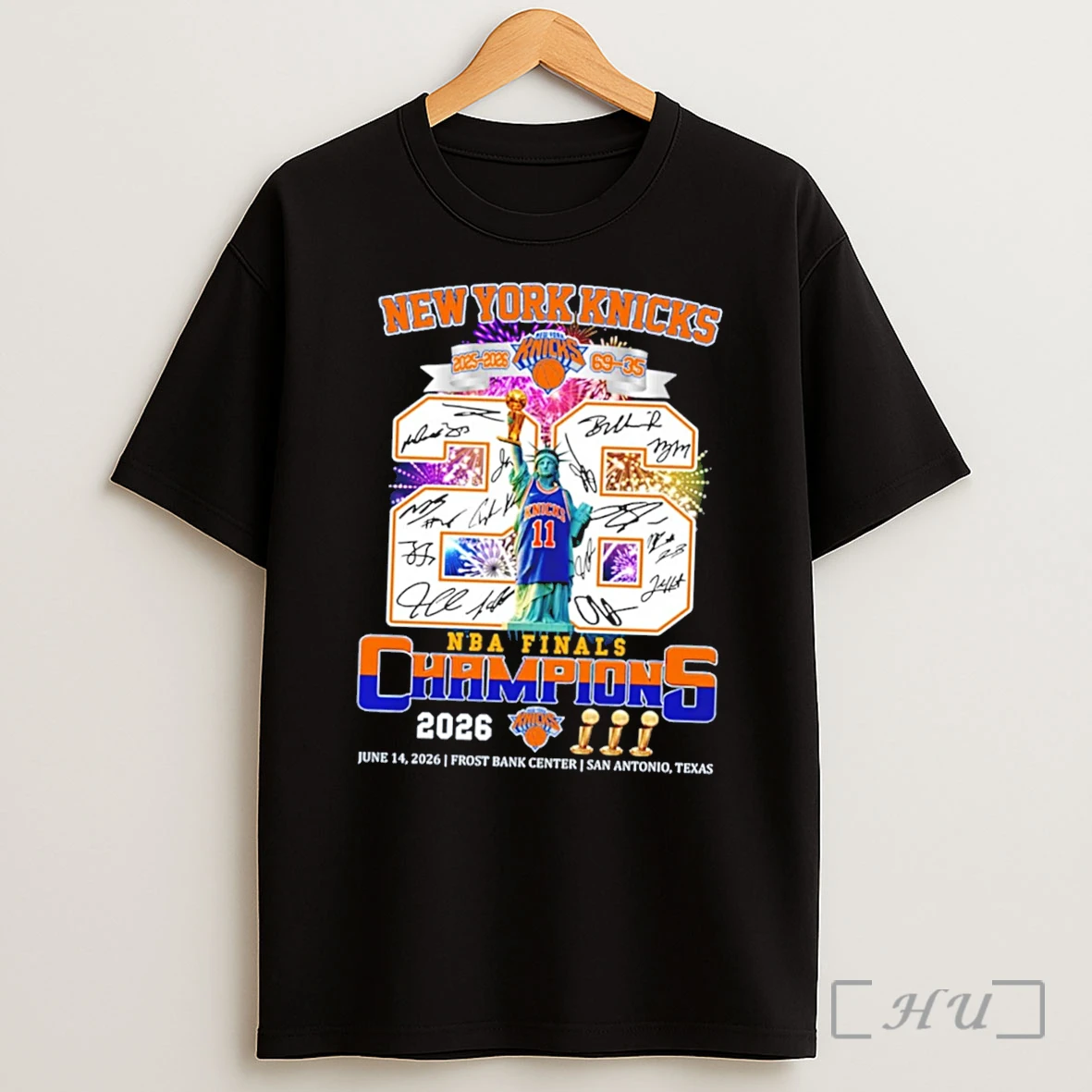 Officials New York Knicks 2026 Nba Finals Champions Statue Of Liberty Signature Tee Premium Shirt Sweatshirt Tee