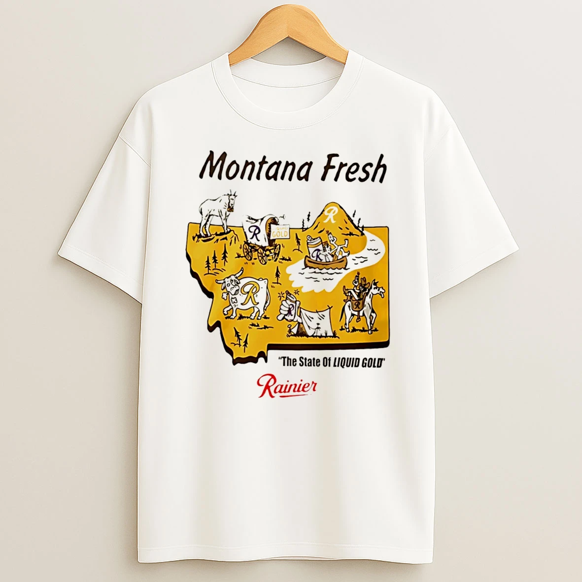 Officials Rainier Montana Fresh The State Of Liquid Gold Tee Premium T Shirt Sweatshirt Hoodie