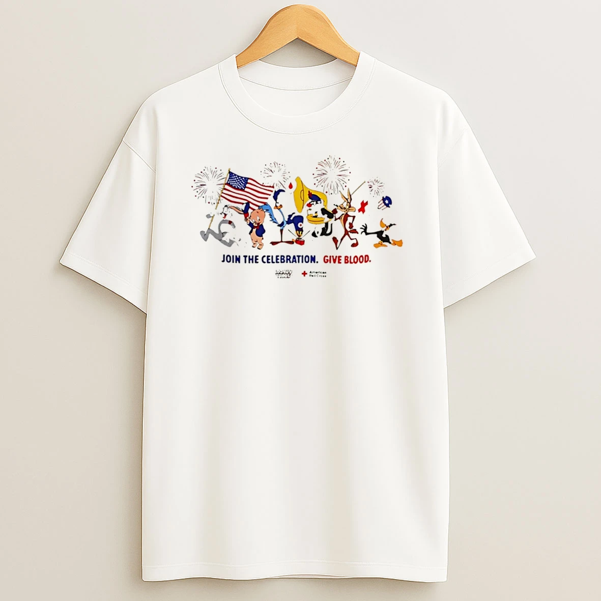 Officials Red Cross Looney Tunes Join The Celebration Give Blood Tee Premium T Shirt Sweatshirt Hoodie
