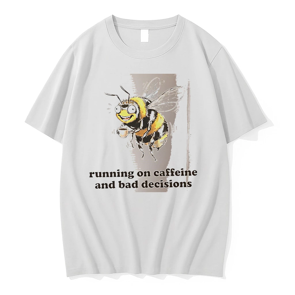 Officials Running On Caffeine And Bad Decisions Bumble Bee White Premium T Shirt Sweatshirt Hoodie