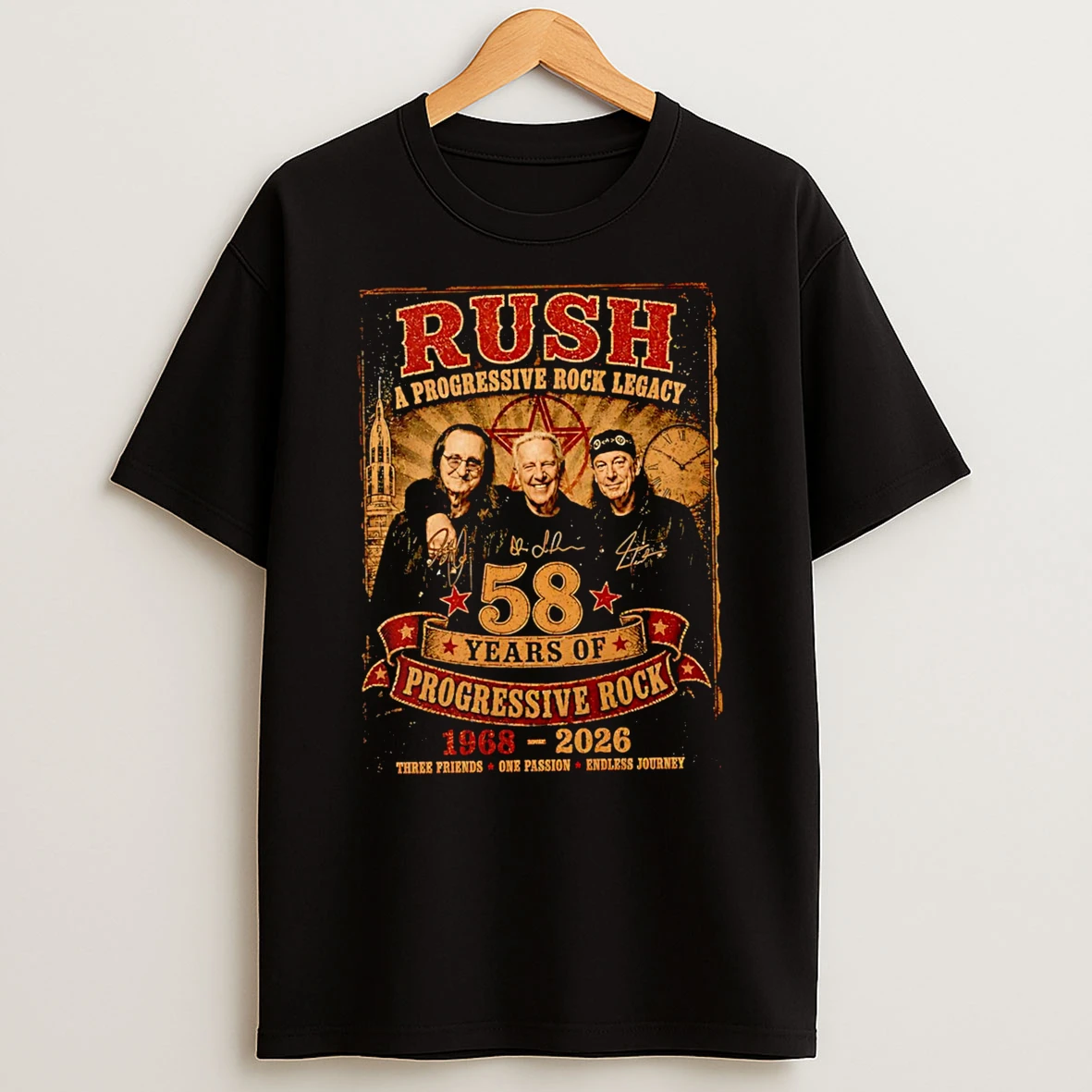 Officials Rush A Progressive Rock Legacy 58 Years Of Progressive Rock 1968 2026 Three Friends One Passion Endless Journey Premium T Shirt Sweatshirt Hoodie