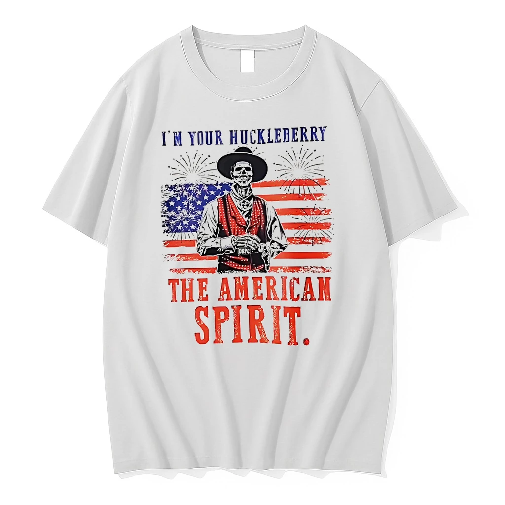 Officials Skeleton Im Your Huckleberry The American Spirit 2026 American Flag Premium T Shirt Sweatshirt Hoodie