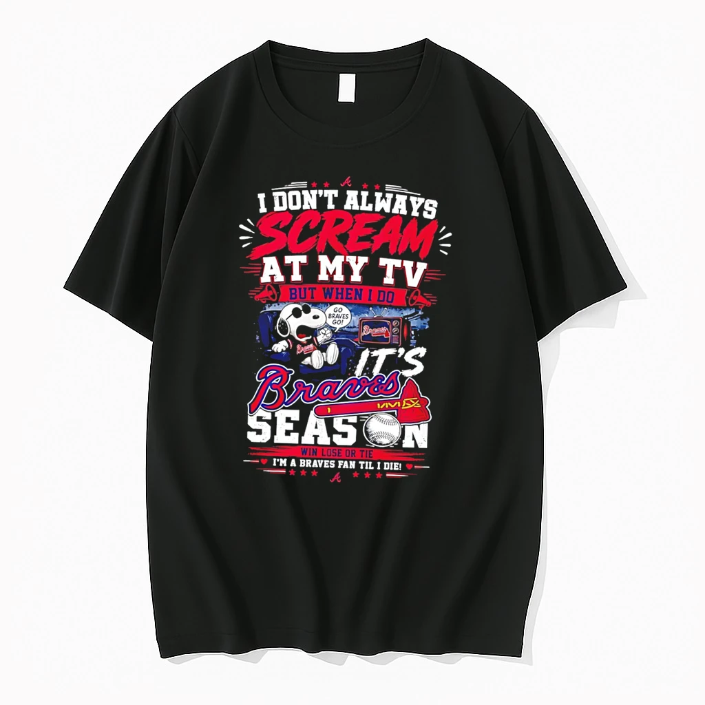 Officials Snoopy I Dont Always Scream At My Tv But When I Do Its Atlanta Braves Season Tee Premium T Shirt Sweatshirt Hoodie