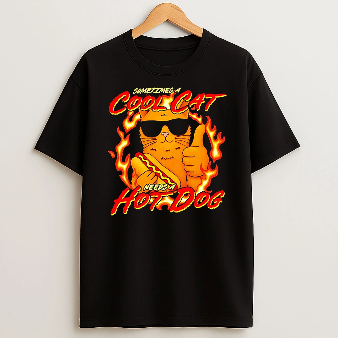 Officials Sometimes A Cool Cat Needs A Hot Dog Cat Premium T Shirt Sweatshirt Hoodie