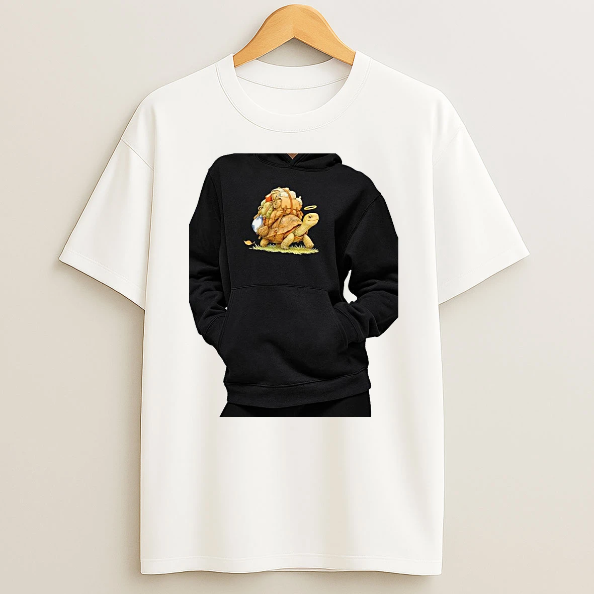 Officials Traveling Turtle With Backpack And Halo Premium T Shirt Sweatshirt Hoodie