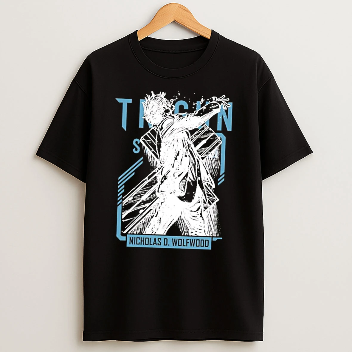 Officials Trigun Stampede Nicholas D Wolfwood Character Silhouette Art Black Premium T Shirt Sweatshirt Hoodie