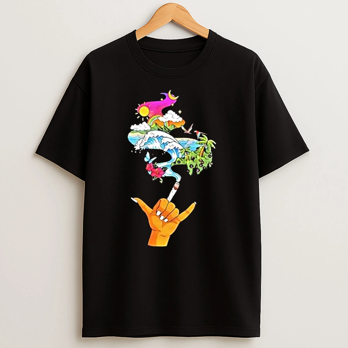 Officials Tropical Vibes Hang Loose Hand Smoking Island Paradise Premium T Shirt Sweatshirt Hoodie