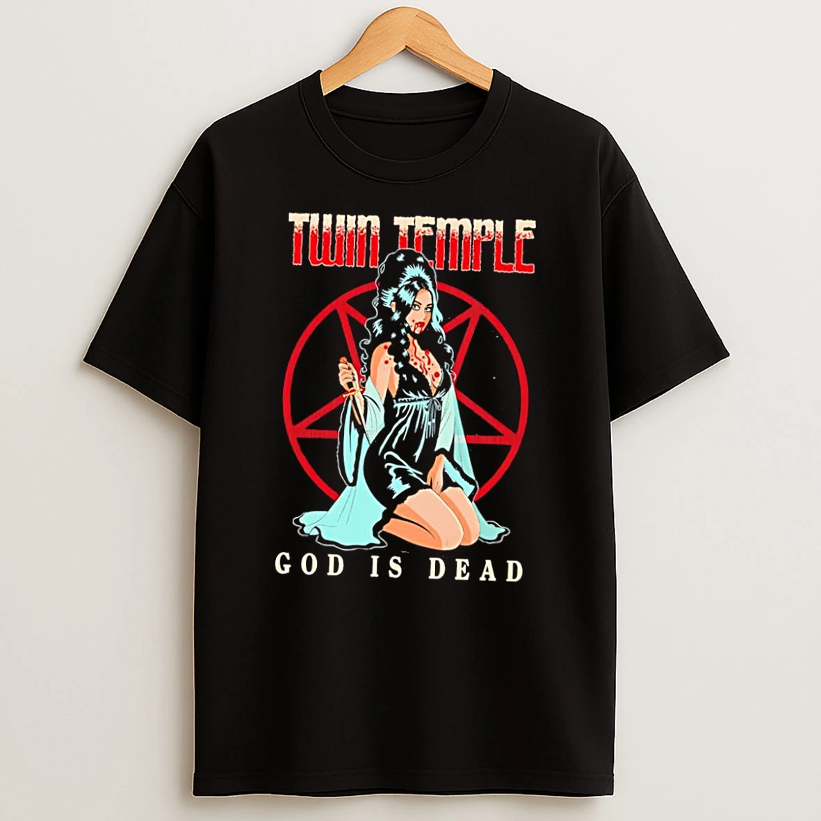 Officials Twin Temple God Is Dead Woman Holding Knife Black Premium T Shirt Sweatshirt Hoodie