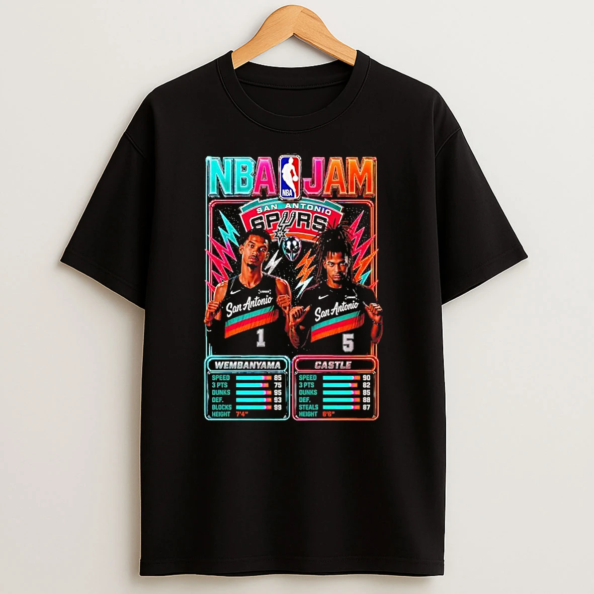 Officials Wembanyama And Castle San Antonio Spurs Nba Jam Premium T Shirt Sweatshirt Hoodie