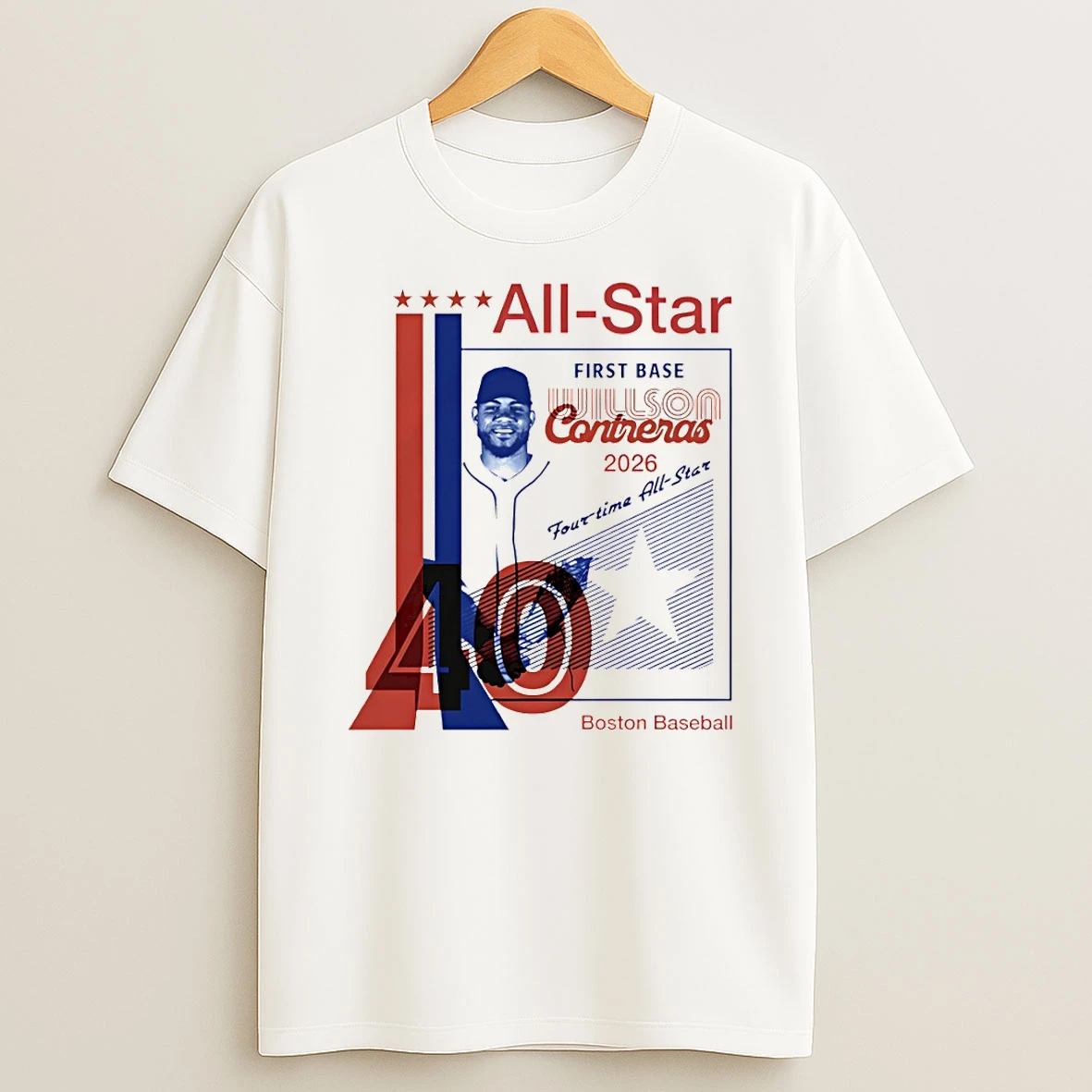 Officials Willson Contreras Boston Red Sox 40 Baseball First Time All Star 2026 Second Base Premium T Shirt Sweatshirt Hoodie