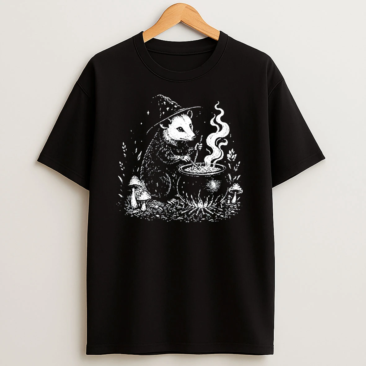 Officials Witch Opossum Brewing Potion With Mushrooms Tee Premium T Shirt Sweatshirt Hoodie