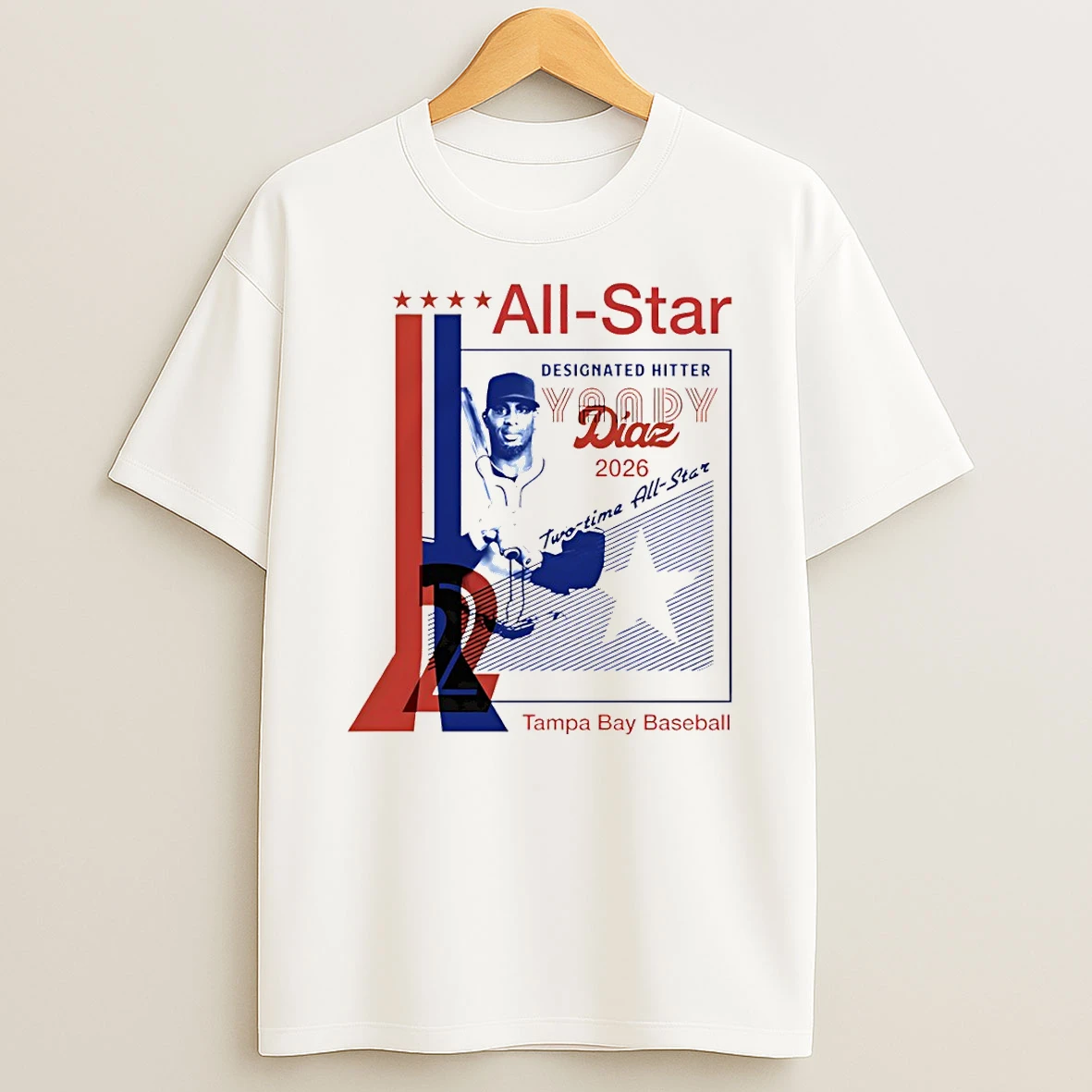 Officials Yandy Diaz Tampa Bay Rays 2 Baseball First Time All Star 2026 Second Base Premium T Shirt Sweatshirt Hoodie
