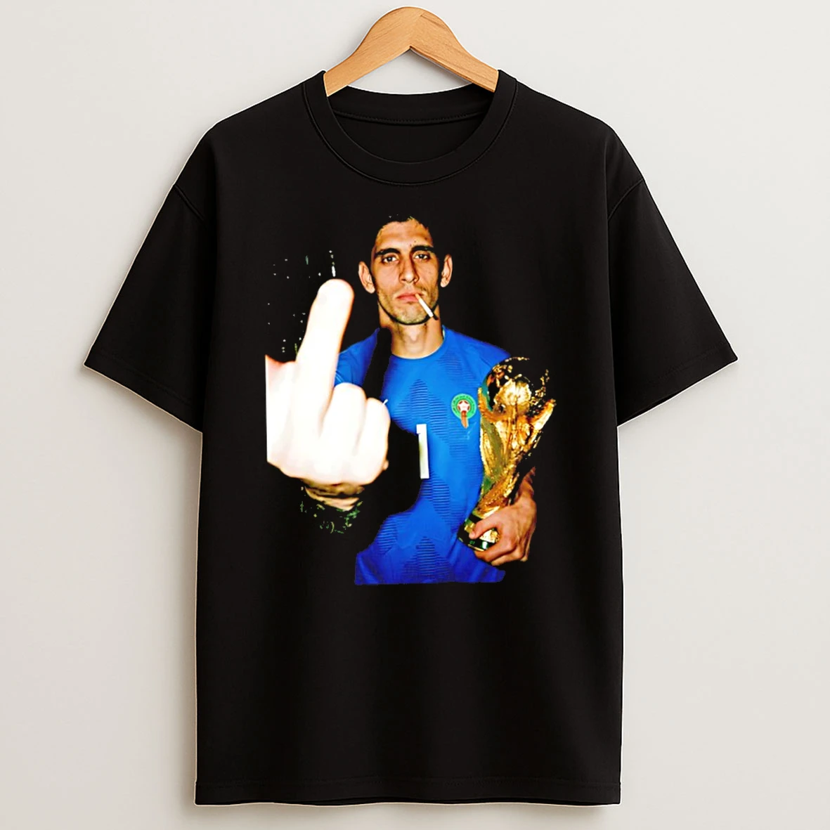Officials Yassine Bounou Morocco Middle Finger And Smoking Trophy Premium T Shirt Sweatshirt Hoodie