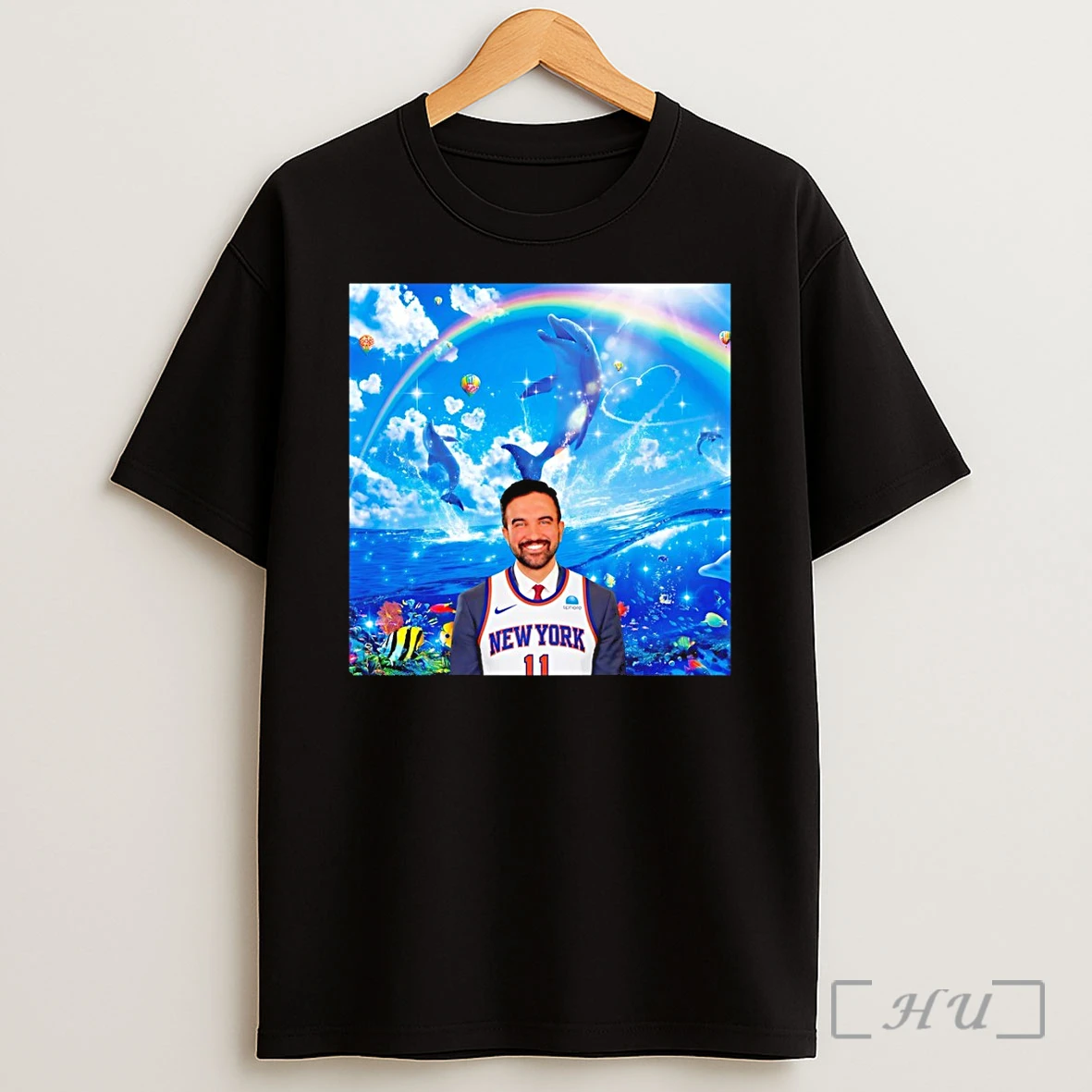 Officials Zohran Mamdani X Jalen Brunson New York Knicks Basketball Dolphin Rainbow Premium Shirt Sweatshirt Tee