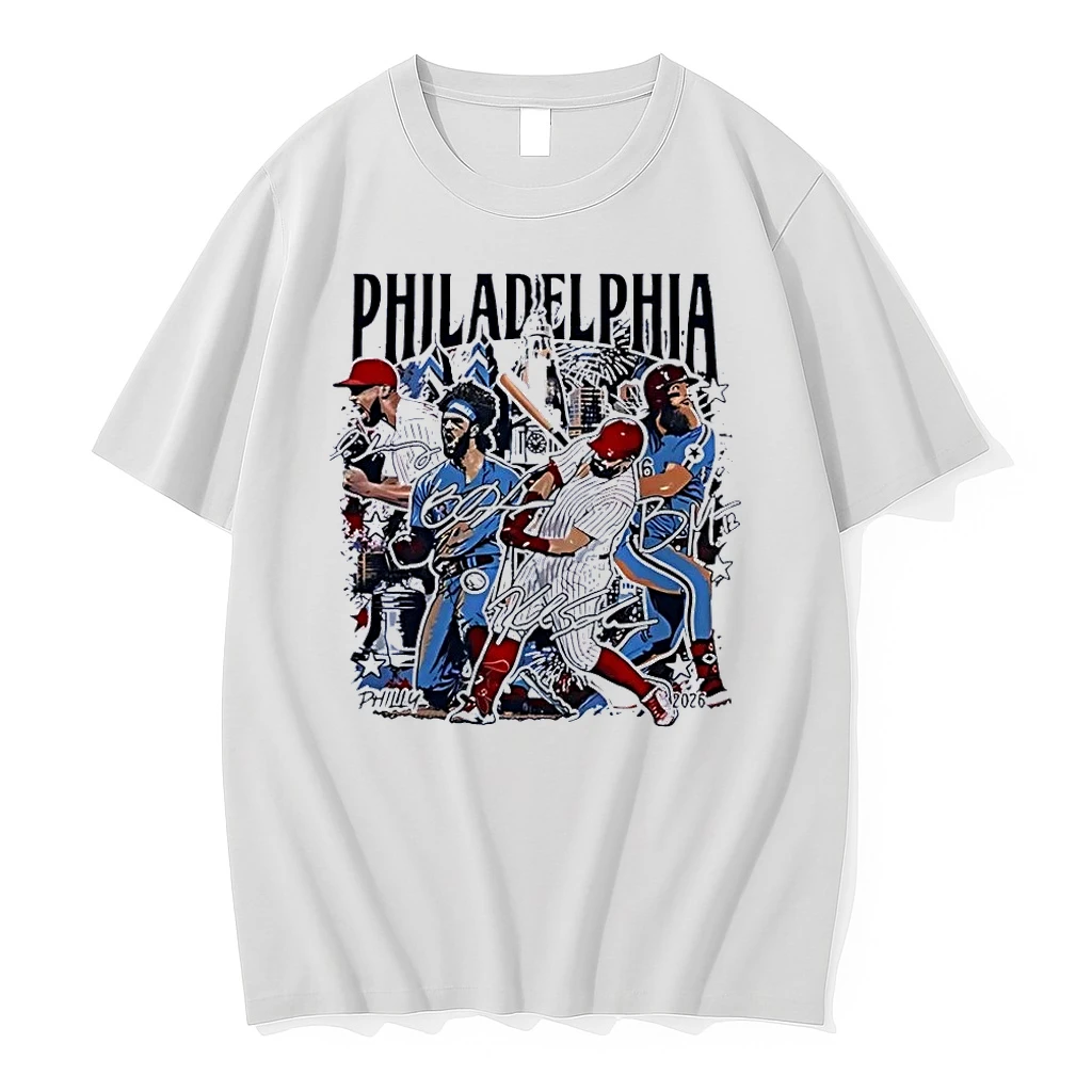 Philly 2026 Philadelphia Baseball Players Hitting Home Run White Shirts