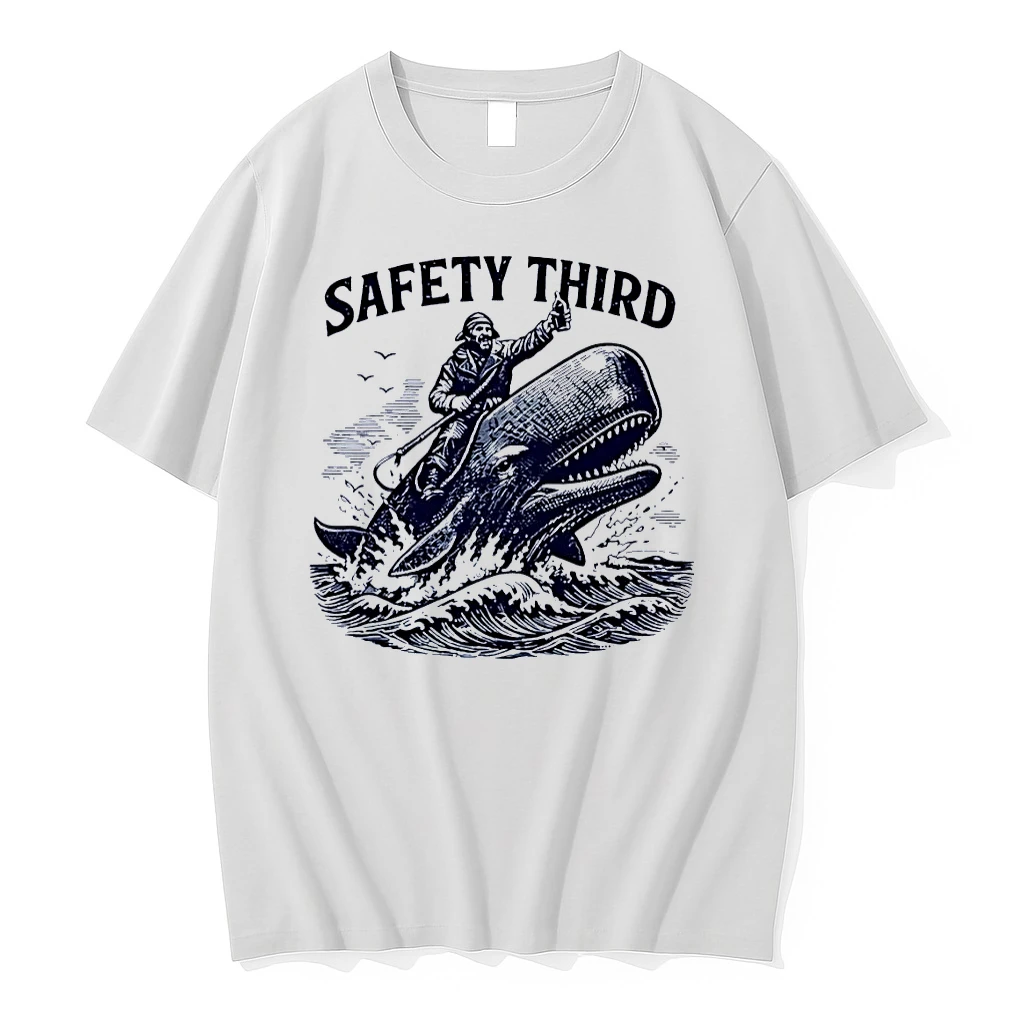 Safety Third Sailor Riding A Whale White Shirts
