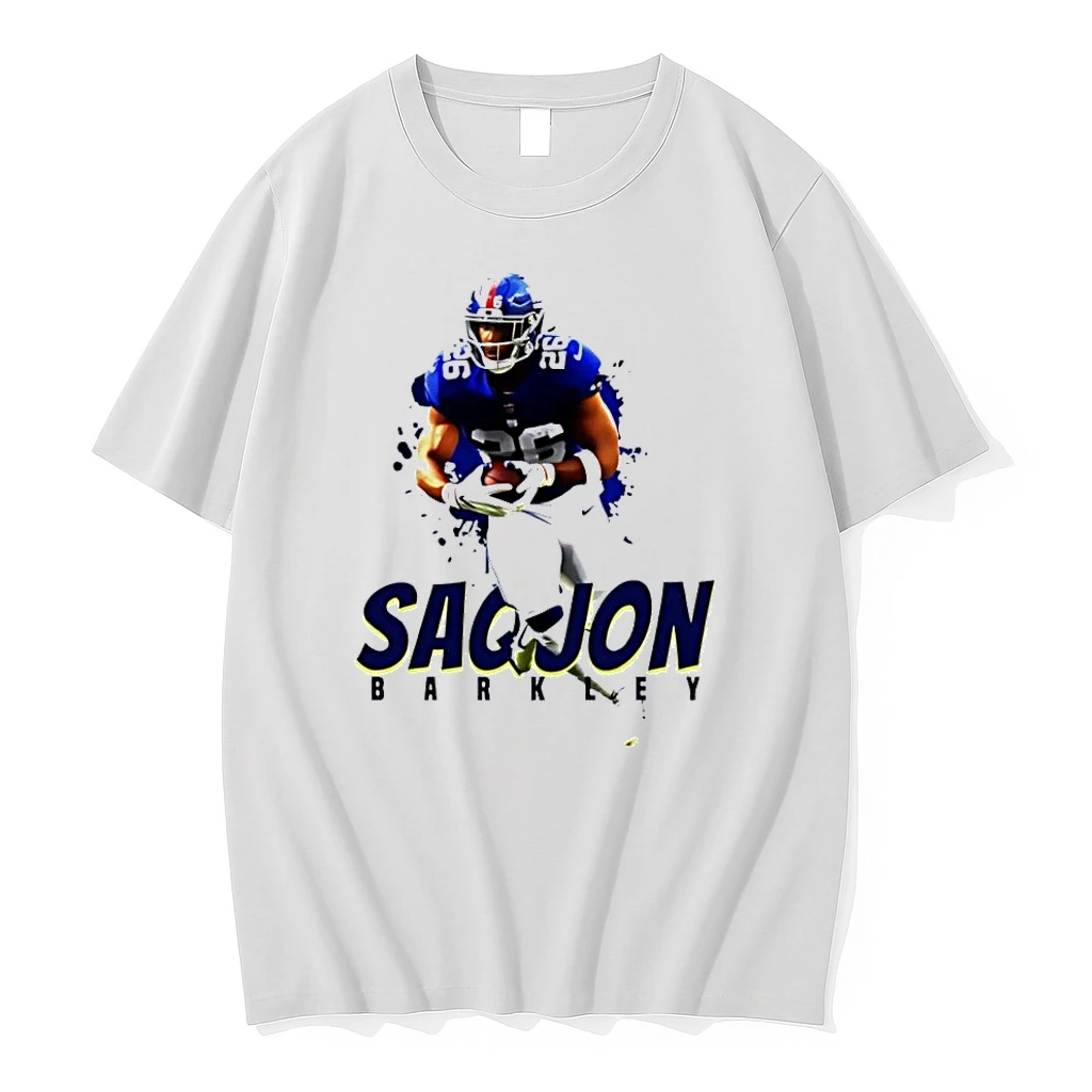 Saquon Barkley Running New York Giants White Shirts
