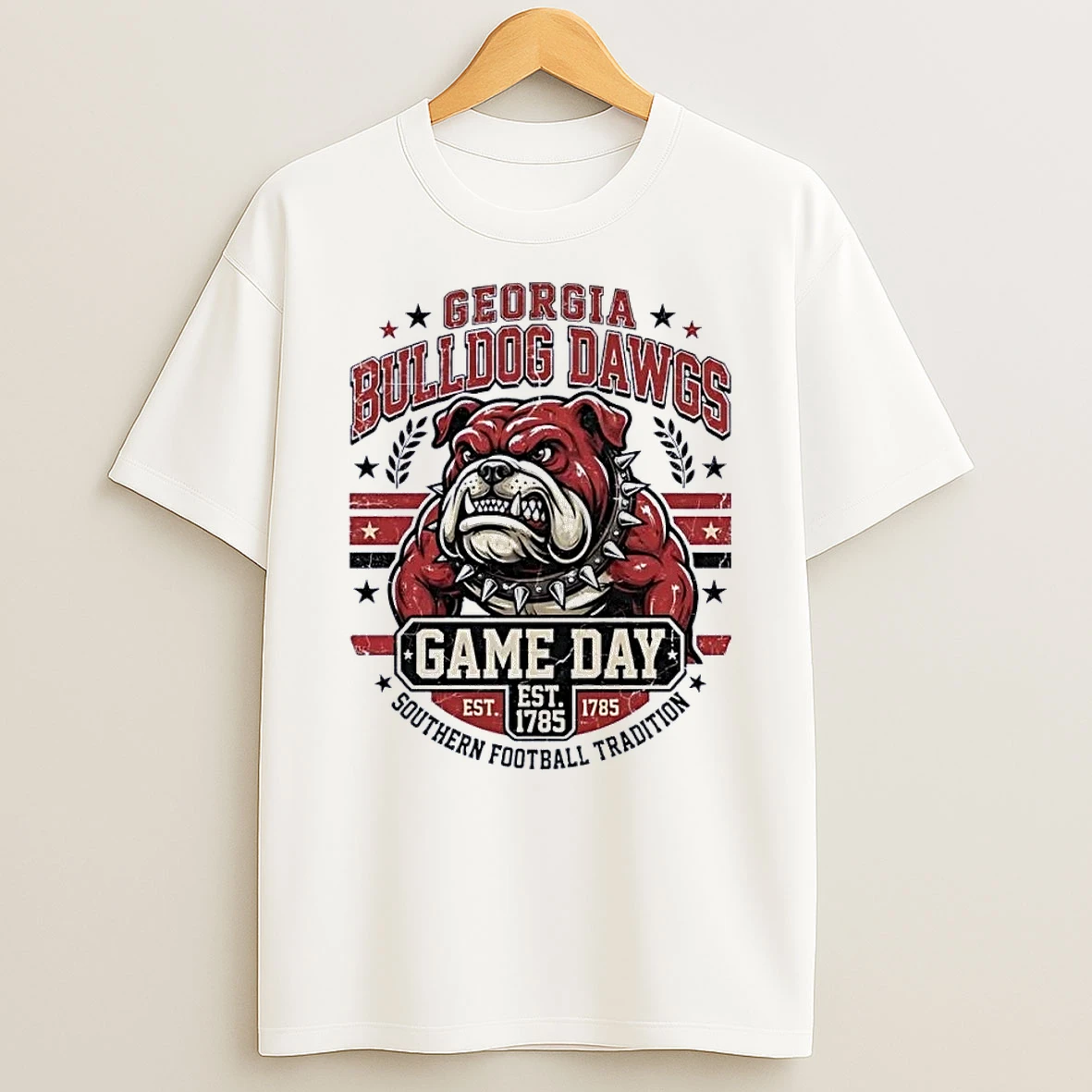 Southern Football Tradition Georgia Bulldog Dawgs Game Day Est 1785 White Shirts