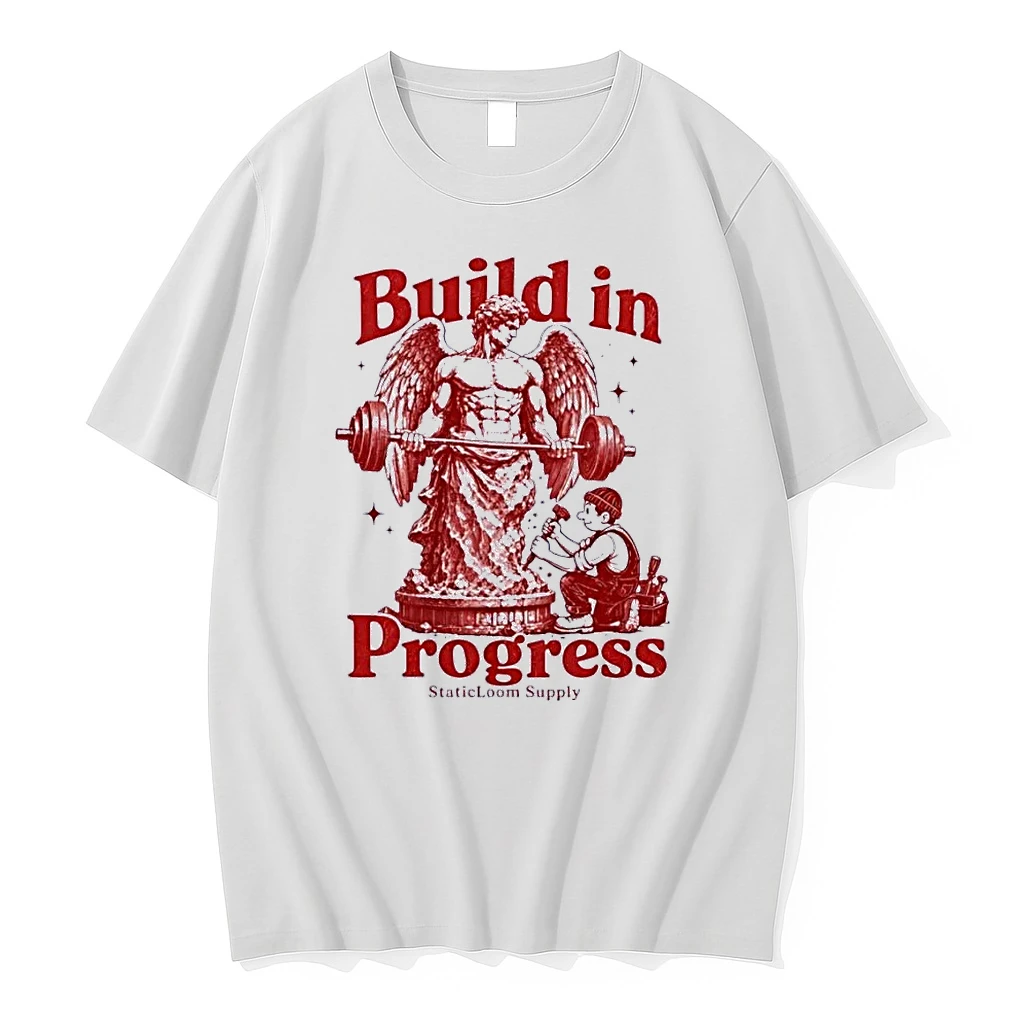 Staticloom Supply Angel Lifting Weight Build In Progress White Shirts
