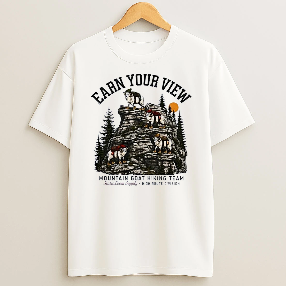 Staticloom Supply Earn Your View High Route Division Hiking Team White Shirts