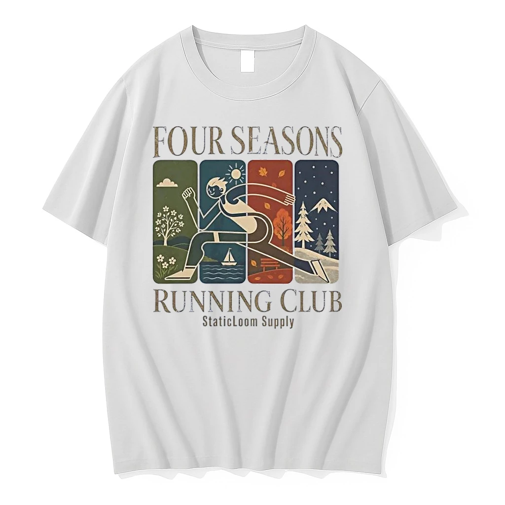 Staticloom Supply Four Seasons Running Club Man Running White Shirts