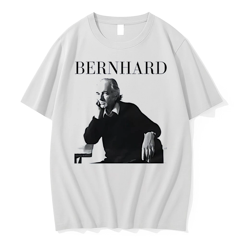 Thomas Bernhard Portrait Black And White Minimalist White Shirts
