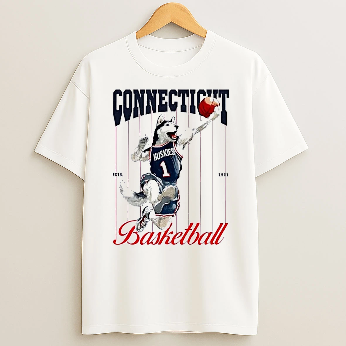 Uconn Huskies Basketball Player Dunking Jersey White Shirts