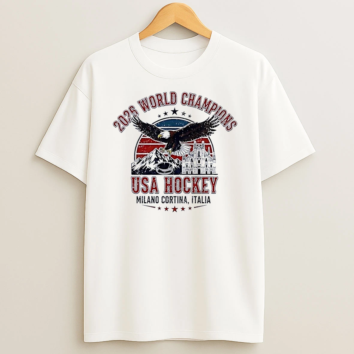 Usa Hockey Milano Cortina 2026 World Champions Hockey White Shirts