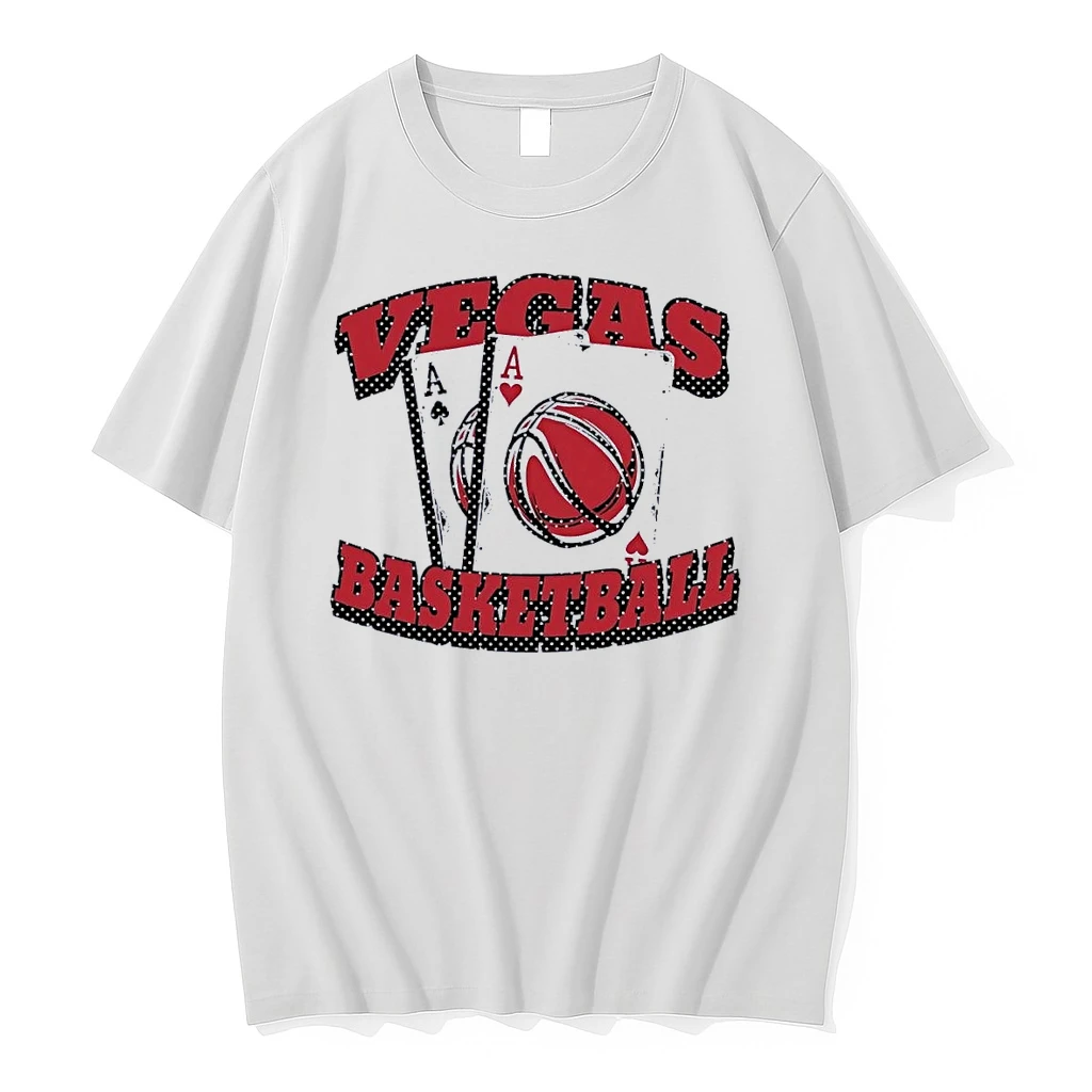 Vegas Basketball Poker Playing Cards Aces Red Sport Logo White Shirts