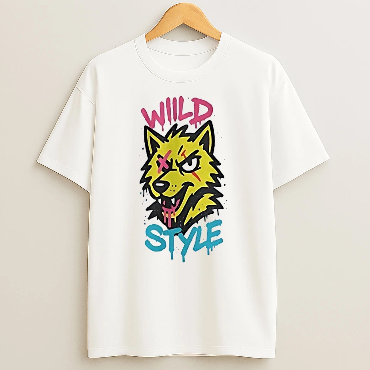 Wild Style Wolf Graffiti Art White Shirts