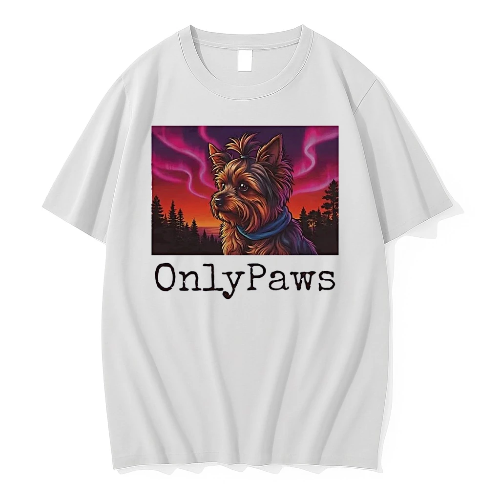 Yorkshire Terrier Aurora Borealis Onlypaws White Shirts