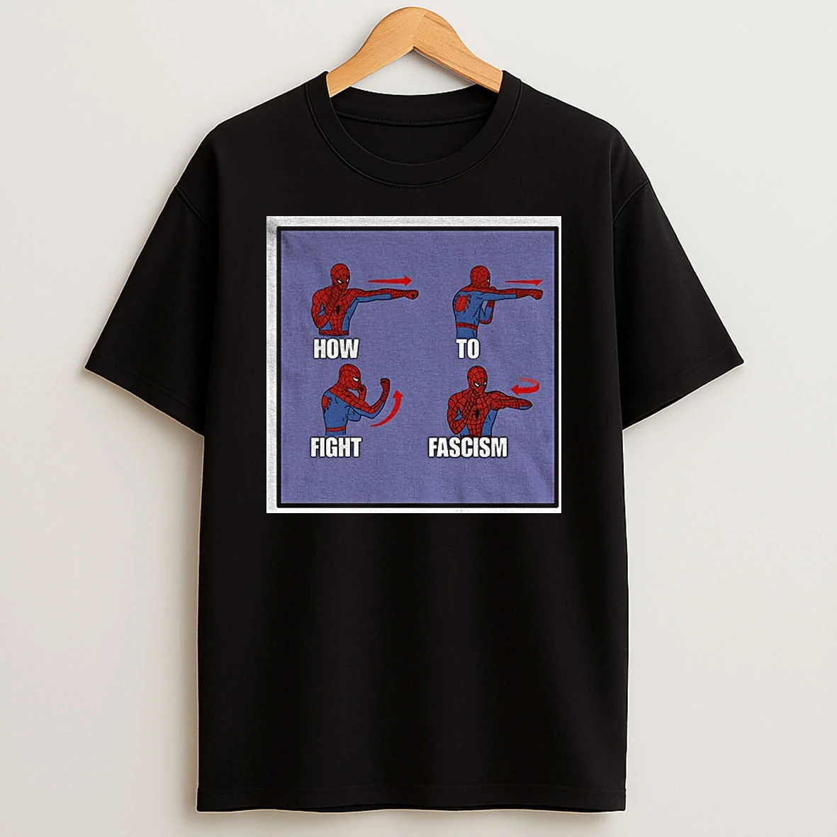 Officials Spider Man Marvel Comics Character Holding American Flag Cross Not Today Punk Predium T Shirts
